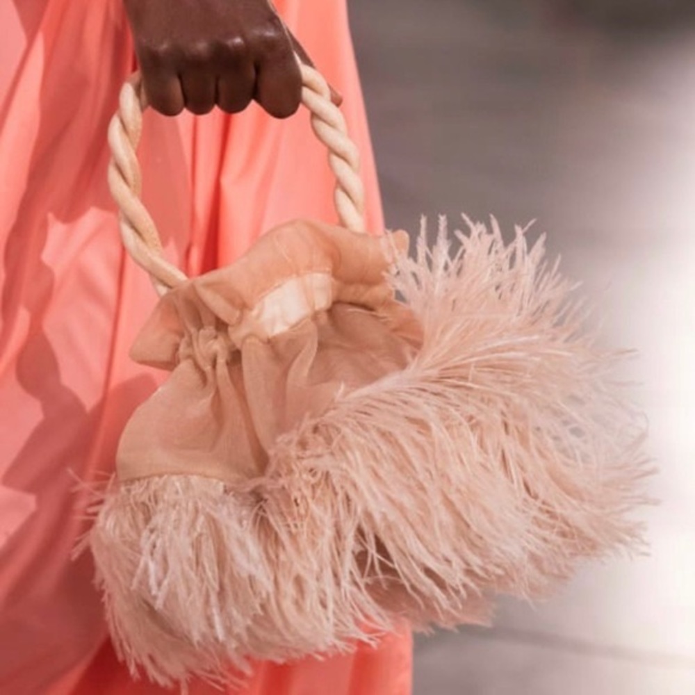 Grace Ostrich Feather Top Handle Bag